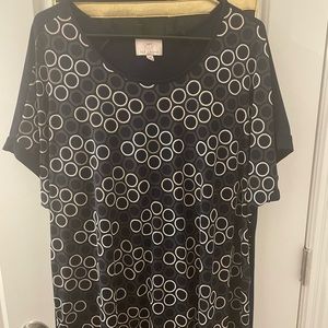 727 Trend Plus Size 3X Blue/White Top